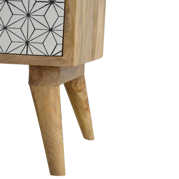 Prima Door Nightstand - Solid Mango Wood Bedside Table for Bedroom - product view 5 showing handcrafted solid mango wood...
