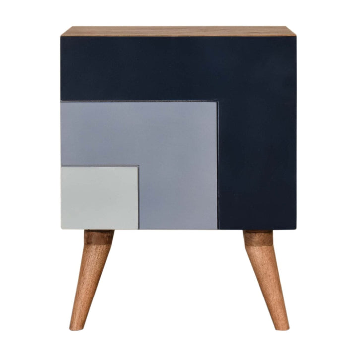Quebec Blue Nightstand - Solid Mango Wood Bedside Table for Bedroom - main view showing handcrafted solid mango wood...