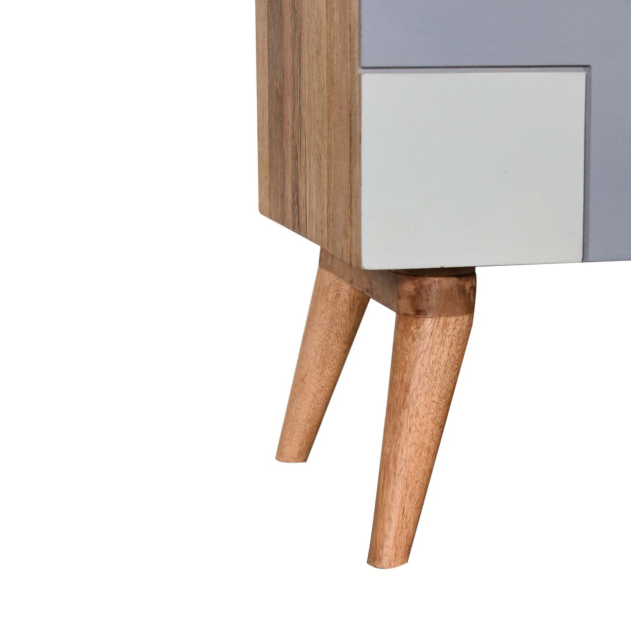 Quebec Blue Nightstand - Solid Mango Wood Bedside Table for Bedroom - product view 6 showing handcrafted solid mango wood...