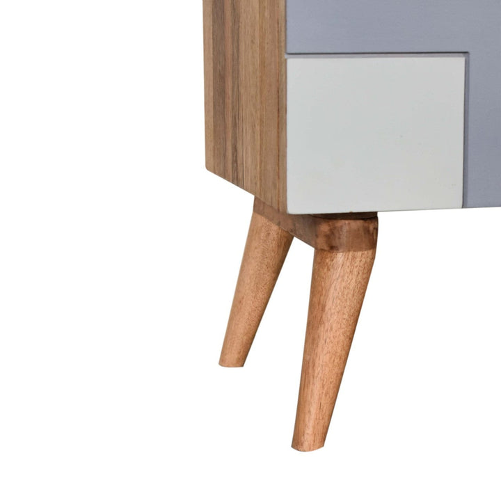 Quebec Blue Nightstand - Solid Mango Wood Bedside Table for Bedroom - product view 6 showing handcrafted solid mango wood...