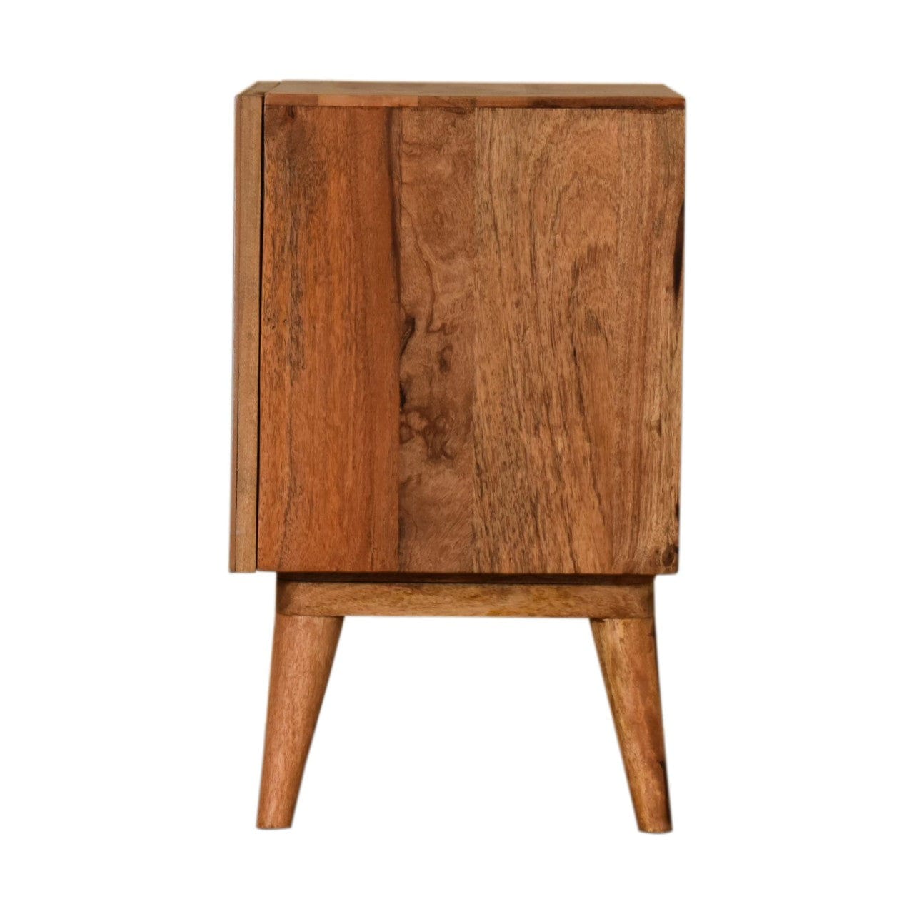 Quebec Yellow Nightstand - Solid Mango Wood Bedside Table for Bedroom - product view 8 showing handcrafted solid mango...