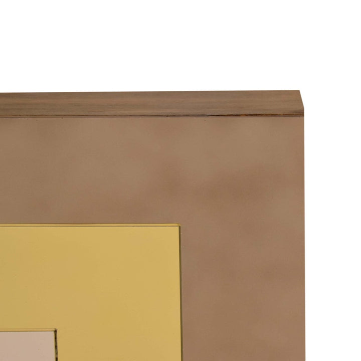 Quebec Yellow Nightstand - Solid Mango Wood Bedside Table for Bedroom - product view 4 showing handcrafted solid mango...