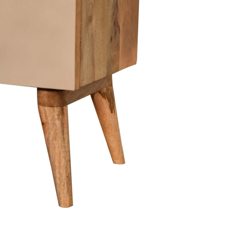 Quebec Yellow Nightstand - Solid Mango Wood Bedside Table for Bedroom - product view 7 showing handcrafted solid mango...