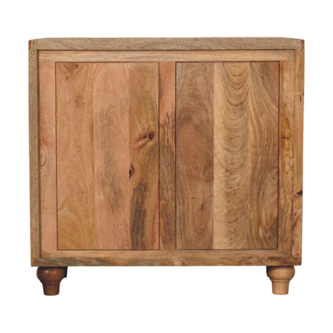 Rattan Oak 2 Door Sideboard - Solid Mango Wood Storage Cabinet with Handwoven Rattan Doors - product view 9 showing...