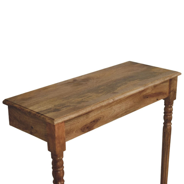 Solid Mango Wood Wall-Mounted Radiator Console Table - product view 3 showing handcrafted solid mango wood console table