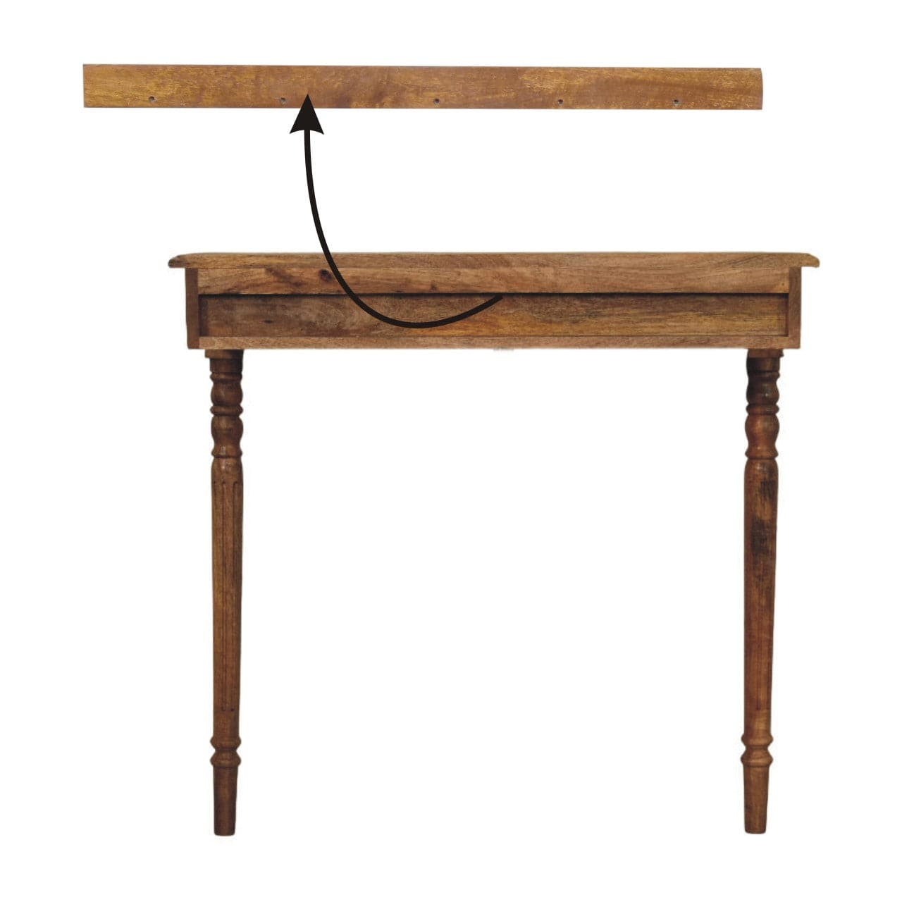 Solid Mango Wood Wall-Mounted Radiator Console Table - product view 8 showing handcrafted solid mango wood console table