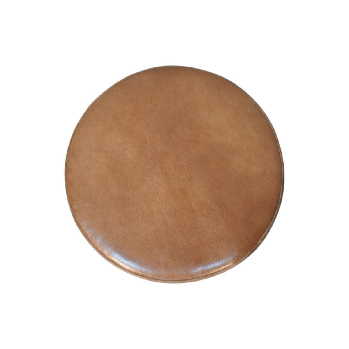 Ribbed Leather Accent Stool with Solid Mango Wood Base - product view 7 showing handcrafted solid mango wood stool