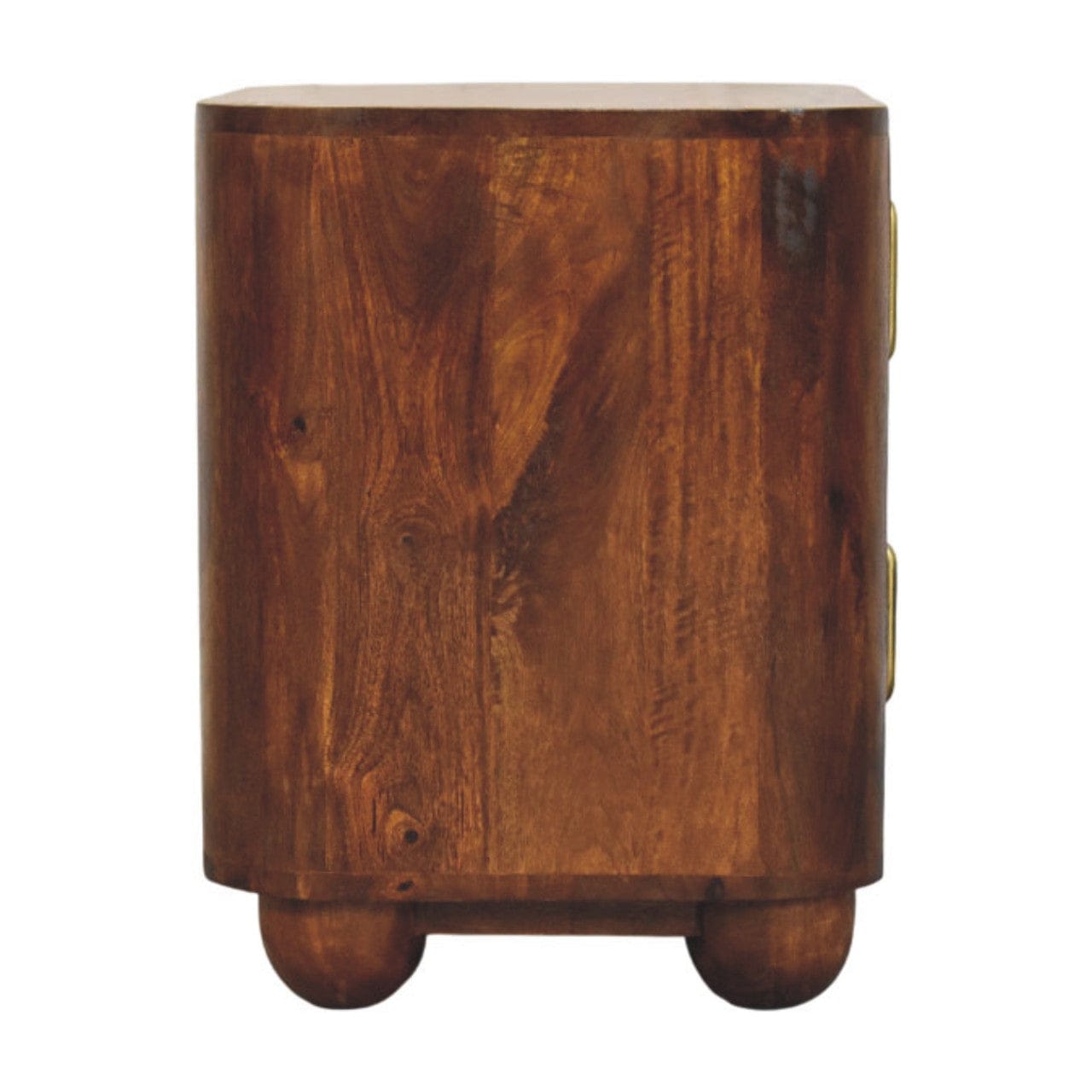 Ribera Chestnut Bedside Table - Solid Mango Wood Nightstand with Drawers - product view 3 showing handcrafted solid mango...