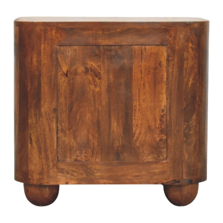 Ribera Chestnut Bedside Table - Solid Mango Wood Nightstand with Drawers - product view 9 showing handcrafted solid mango...