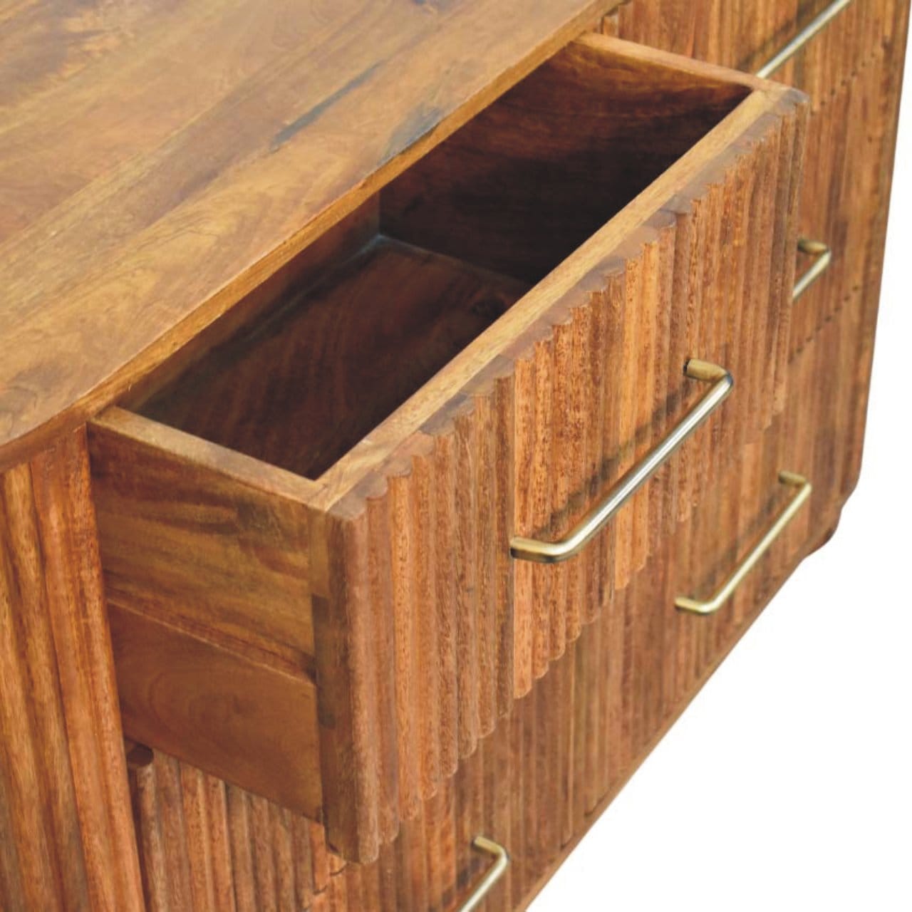 Ridgefront Dresser - Solid Mango Wood Storage Chest for Bedroom - product view 6 showing handcrafted solid mango wood dresser