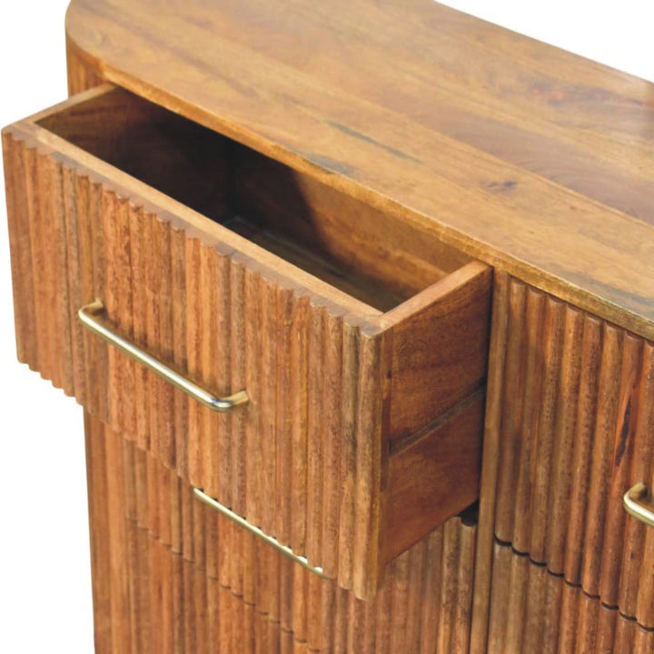 Ridgefront Dresser - Solid Mango Wood Storage Chest for Bedroom - product view 5 showing handcrafted solid mango wood dresser