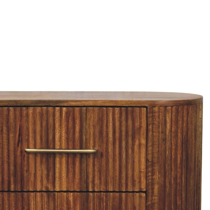 Ridgefront Dresser - Solid Mango Wood Storage Chest for Bedroom - product view 4 showing handcrafted solid mango wood dresser