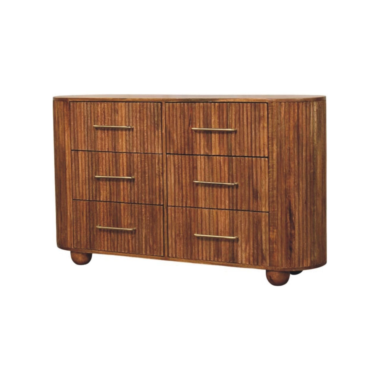 Ridgefront Dresser - Solid Mango Wood Storage Chest for Bedroom - product view 3 showing handcrafted solid mango wood dresser