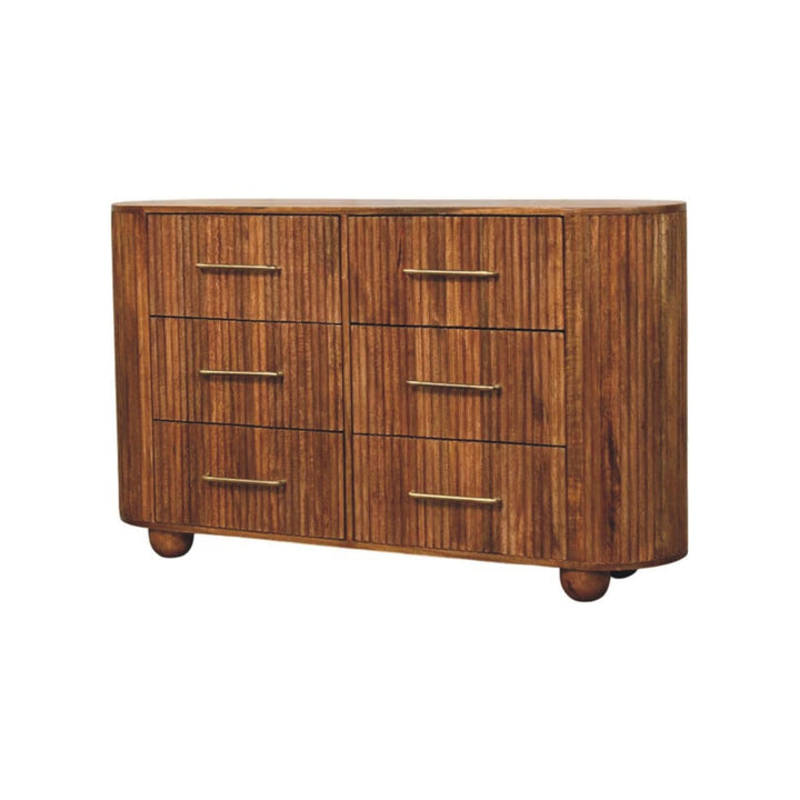 Ridgefront Dresser - Solid Mango Wood Storage Chest for Bedroom - product view 3 showing handcrafted solid mango wood dresser