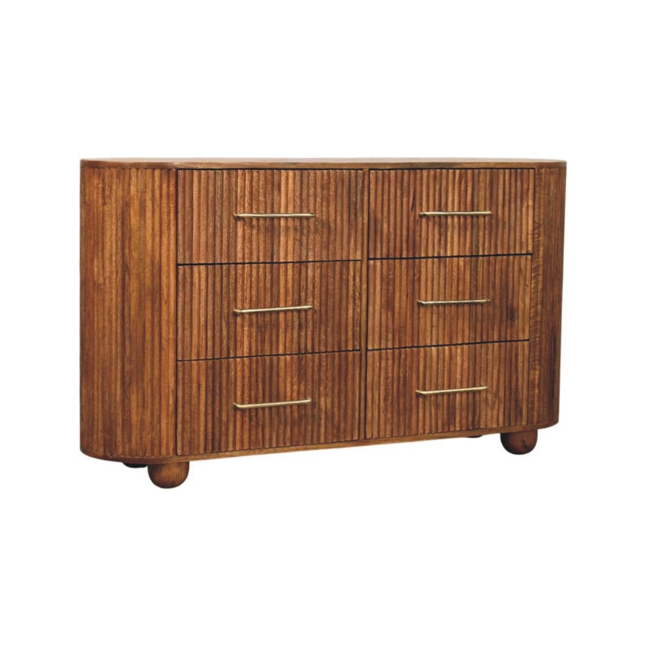 Ridgefront Dresser - Solid Mango Wood Storage Chest for Bedroom - product view 2 showing handcrafted solid mango wood dresser