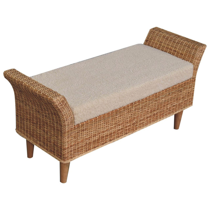 Riviera Woven Bench - Solid Mango Wood Seating Furniture for Entryway - product view 6 showing handcrafted solid mango...