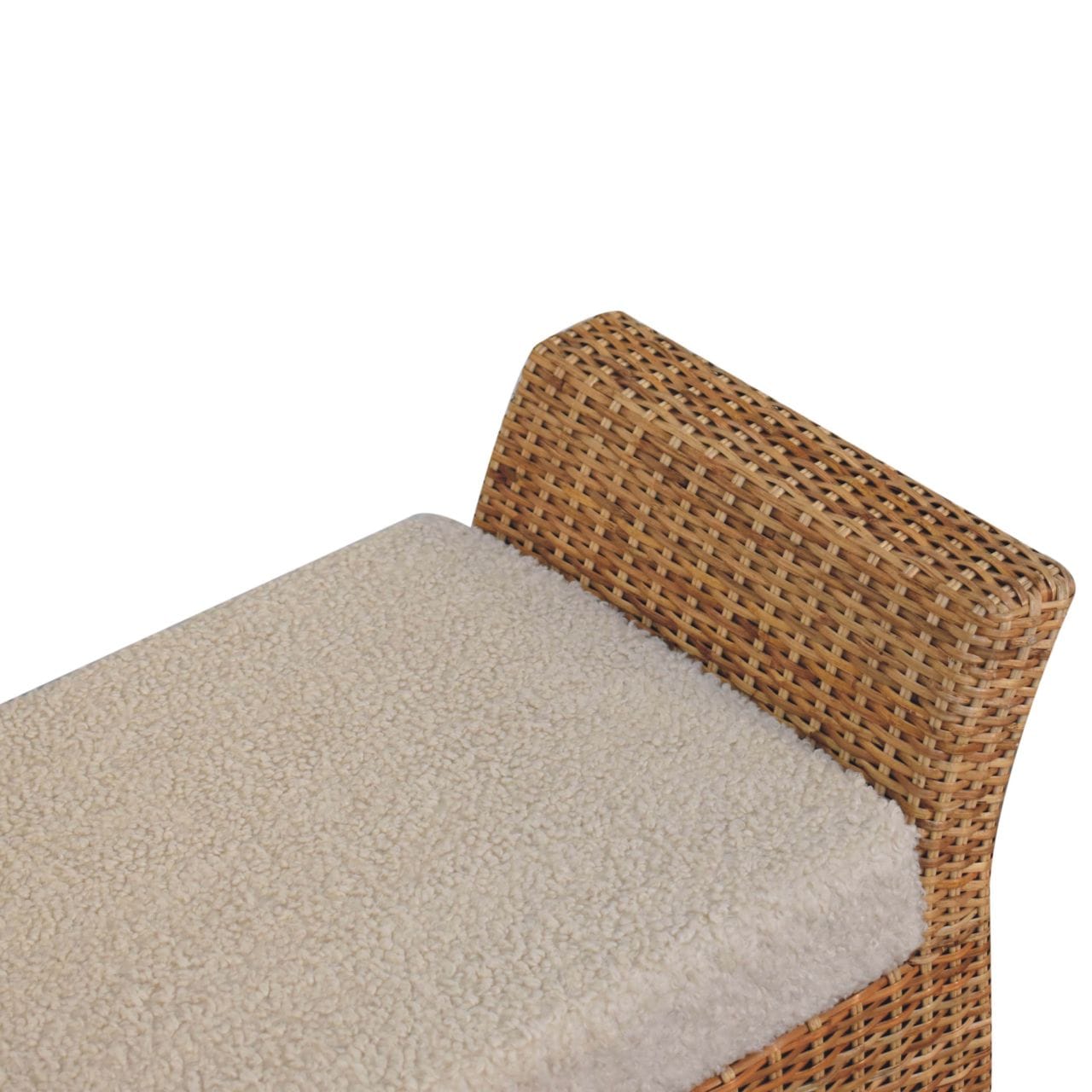 Riviera Woven Bench - Solid Mango Wood Seating Furniture for Entryway - product view 9 showing handcrafted solid mango...