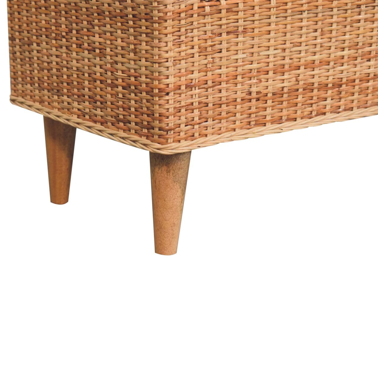 Riviera Woven Bench - Solid Mango Wood Seating Furniture for Entryway - product view 8 showing handcrafted solid mango...