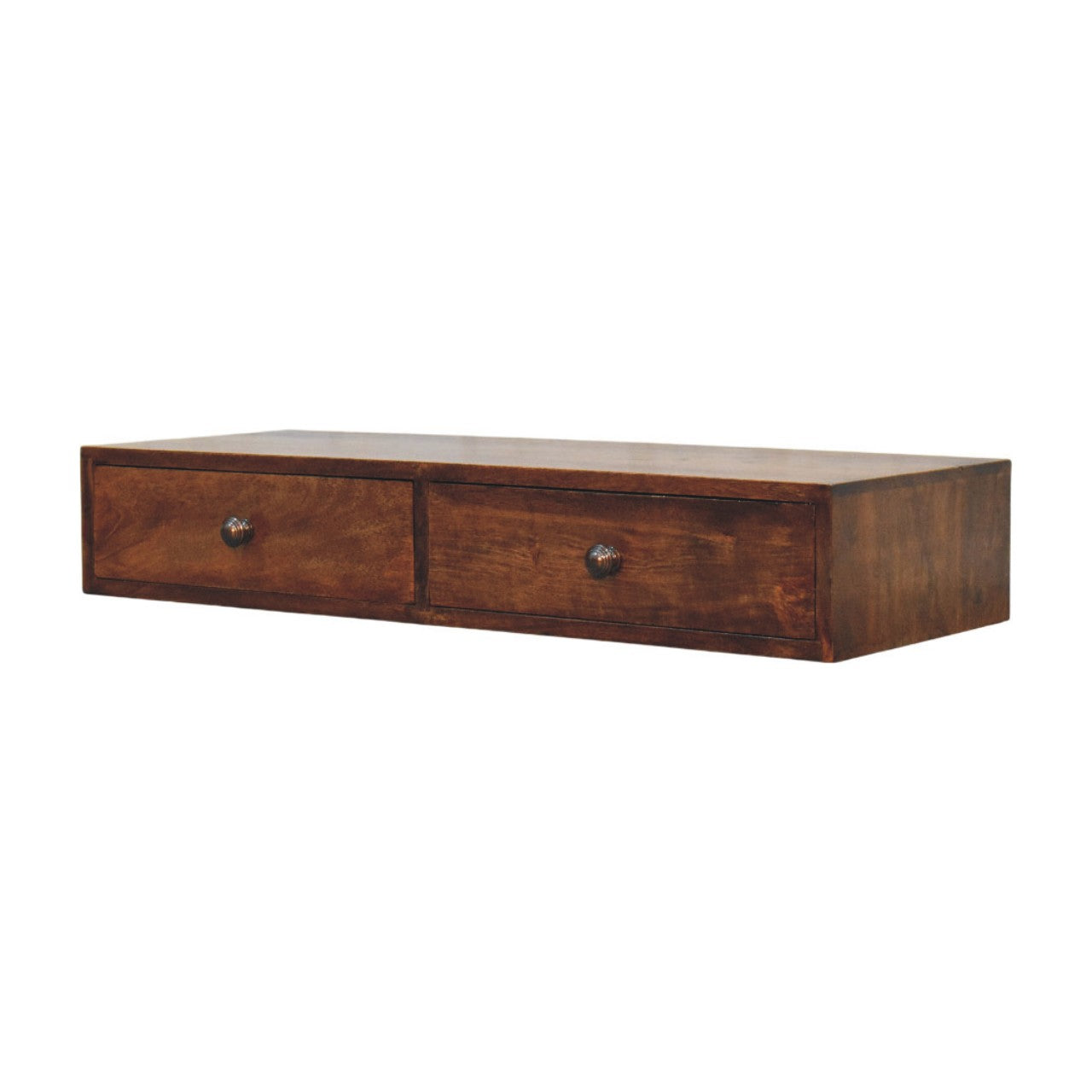 Roasted Almond Slim Console Table in Solid Mango Wood - product view 2 showing handcrafted solid mango wood console table
