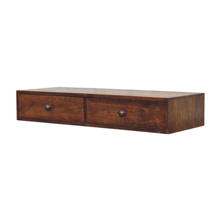 Roasted Almond Slim Console Table in Solid Mango Wood - product view 2 showing handcrafted solid mango wood console table