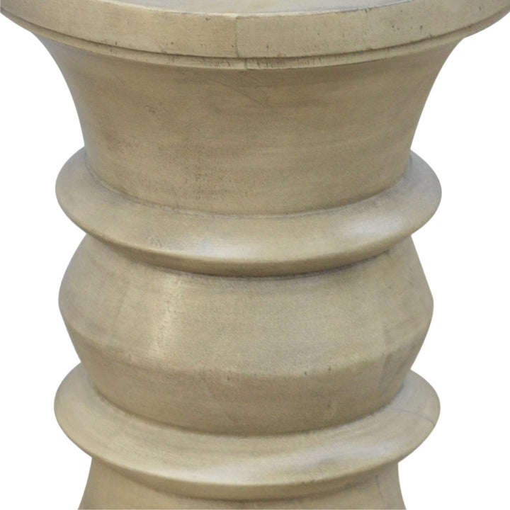 Roman Style Accent Stool - Solid Mango Wood Accent Seating - product view 6 showing handcrafted solid mango wood stool
