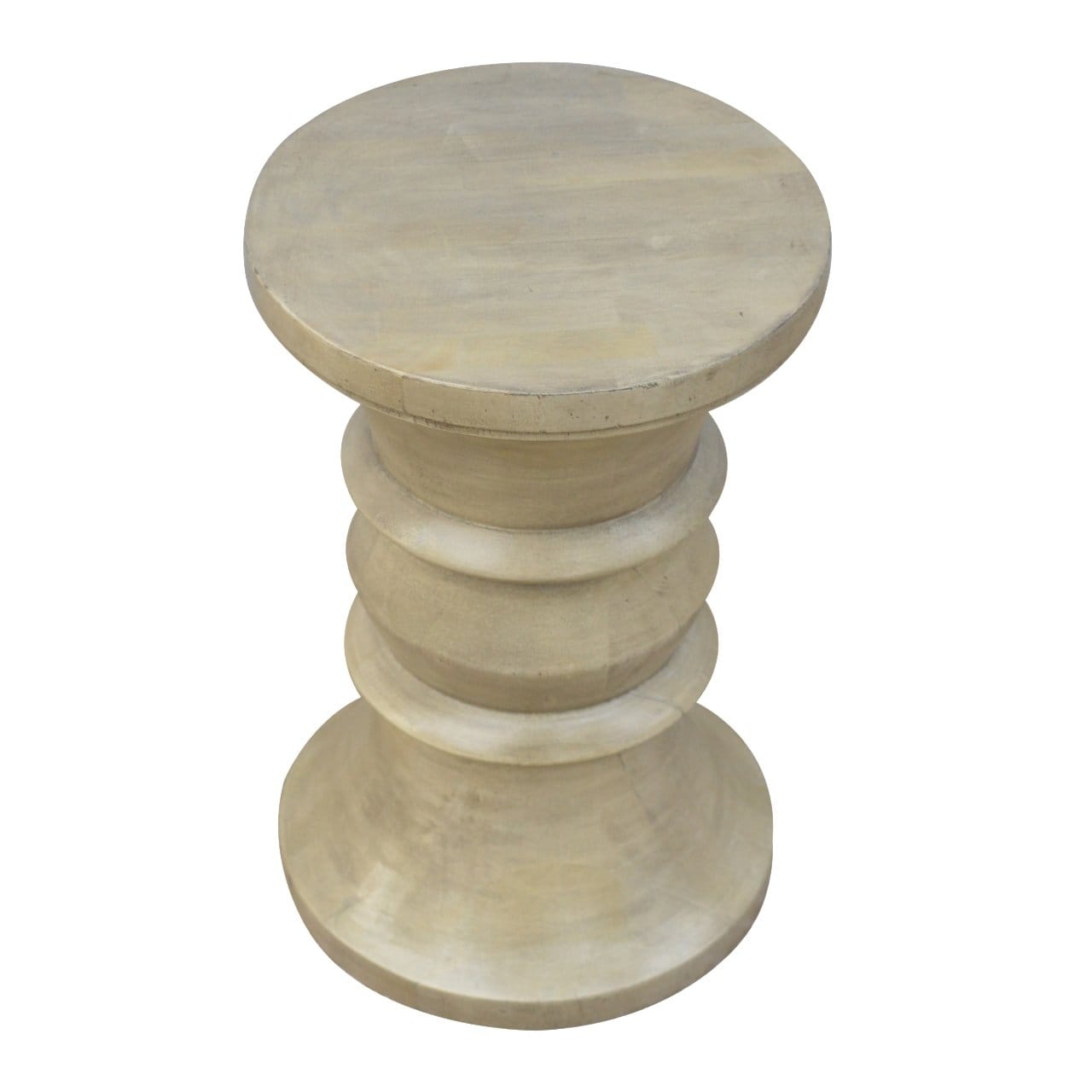 Roman Style Accent Stool - Solid Mango Wood Accent Seating - main view showing handcrafted solid mango wood stool