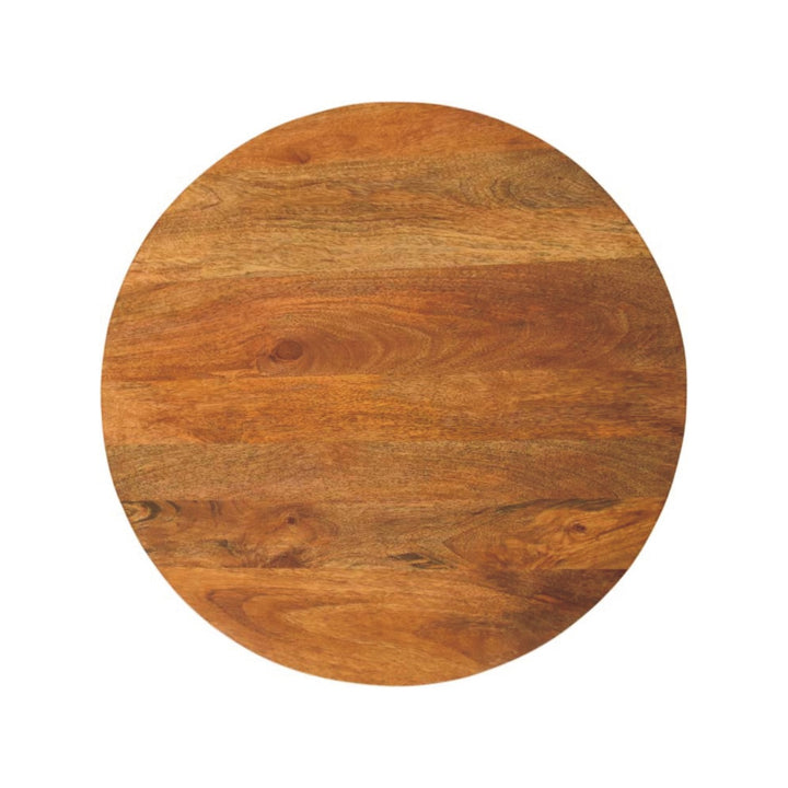 Round Fluted Coffee Table in Solid Mango Wood - product view 5 showing handcrafted solid mango wood coffee table