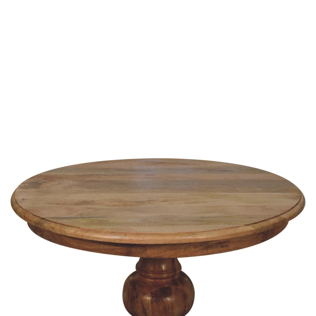 Round Turned Dining Table - Solid Mango Wood Kitchen Table - product view 3 showing handcrafted solid mango wood dining table
