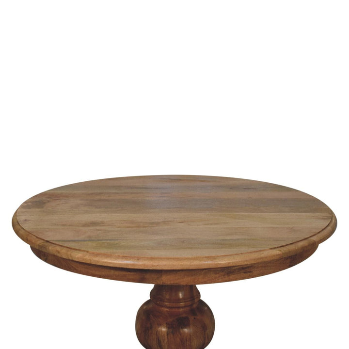 Round Turned Dining Table - Solid Mango Wood Kitchen Table - product view 3 showing handcrafted solid mango wood dining table
