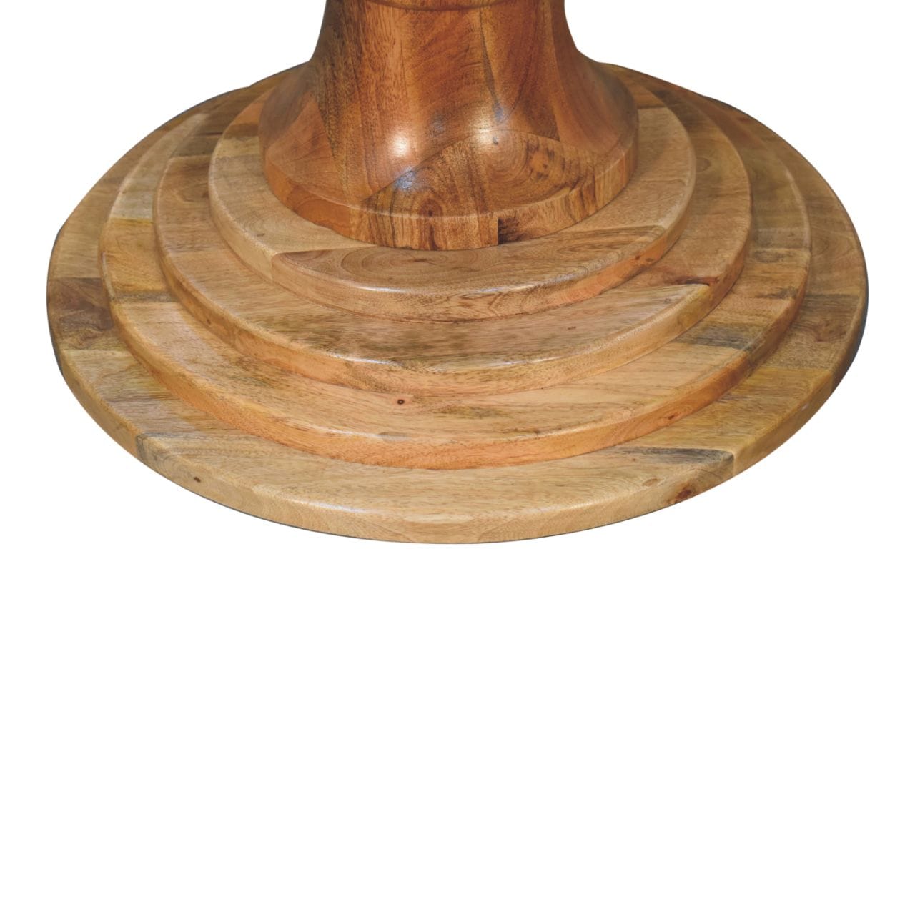Round Turned Dining Table - Solid Mango Wood Kitchen Table - product view 6 showing handcrafted solid mango wood dining table