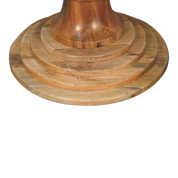 Round Turned Dining Table - Solid Mango Wood Kitchen Table - product view 6 showing handcrafted solid mango wood dining table