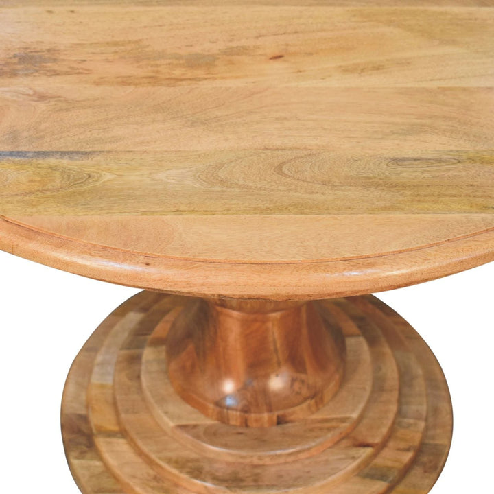 Round Turned Dining Table - Solid Mango Wood Kitchen Table - product view 5 showing handcrafted solid mango wood dining table