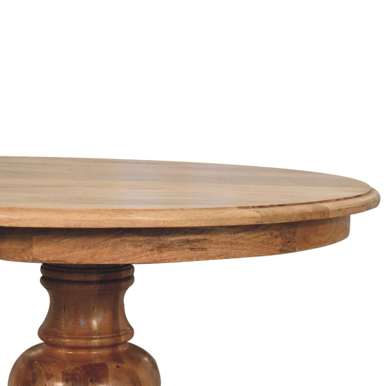 Round Turned Dining Table - Solid Mango Wood Kitchen Table - product view 4 showing handcrafted solid mango wood dining table