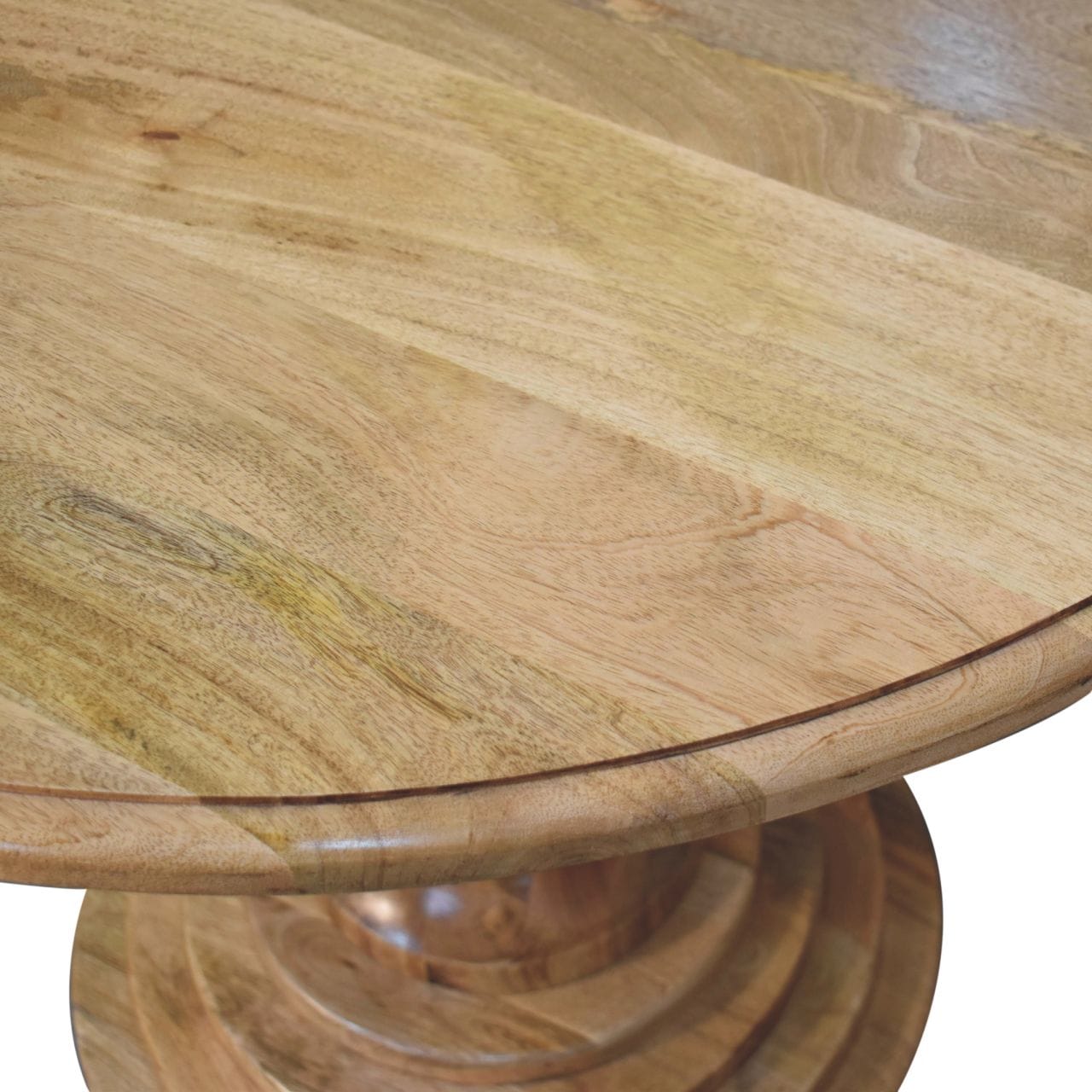 Round Turned Dining Table - Solid Mango Wood Kitchen Table - product view 7 showing handcrafted solid mango wood dining table