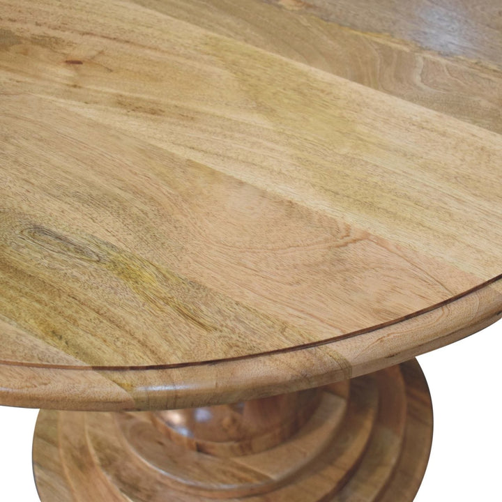Round Turned Dining Table - Solid Mango Wood Kitchen Table - product view 7 showing handcrafted solid mango wood dining table