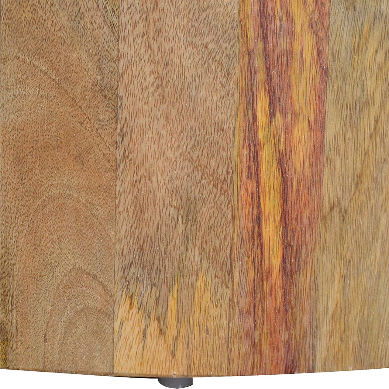 Round Wooden Coffee Table - Solid Mango Wood Center Table for Living Room - product view 6 showing handcrafted solid...