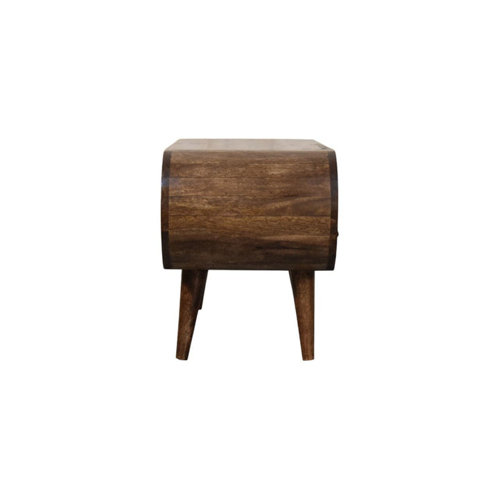 Rounded Edge 2-Drawer Media Unit - Solid Mango Wood TV Stand for Living Room - product view 8 showing handcrafted solid...