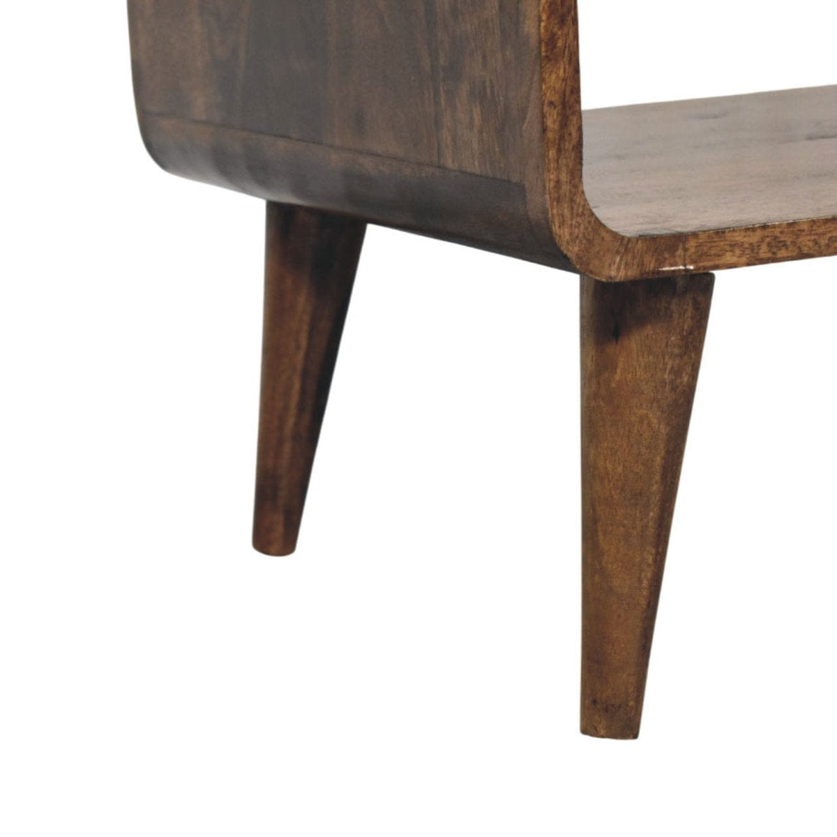 Classic Grey Rounded Coffee Table in Solid Mango Wood - product view 5 showing handcrafted solid mango wood coffee table