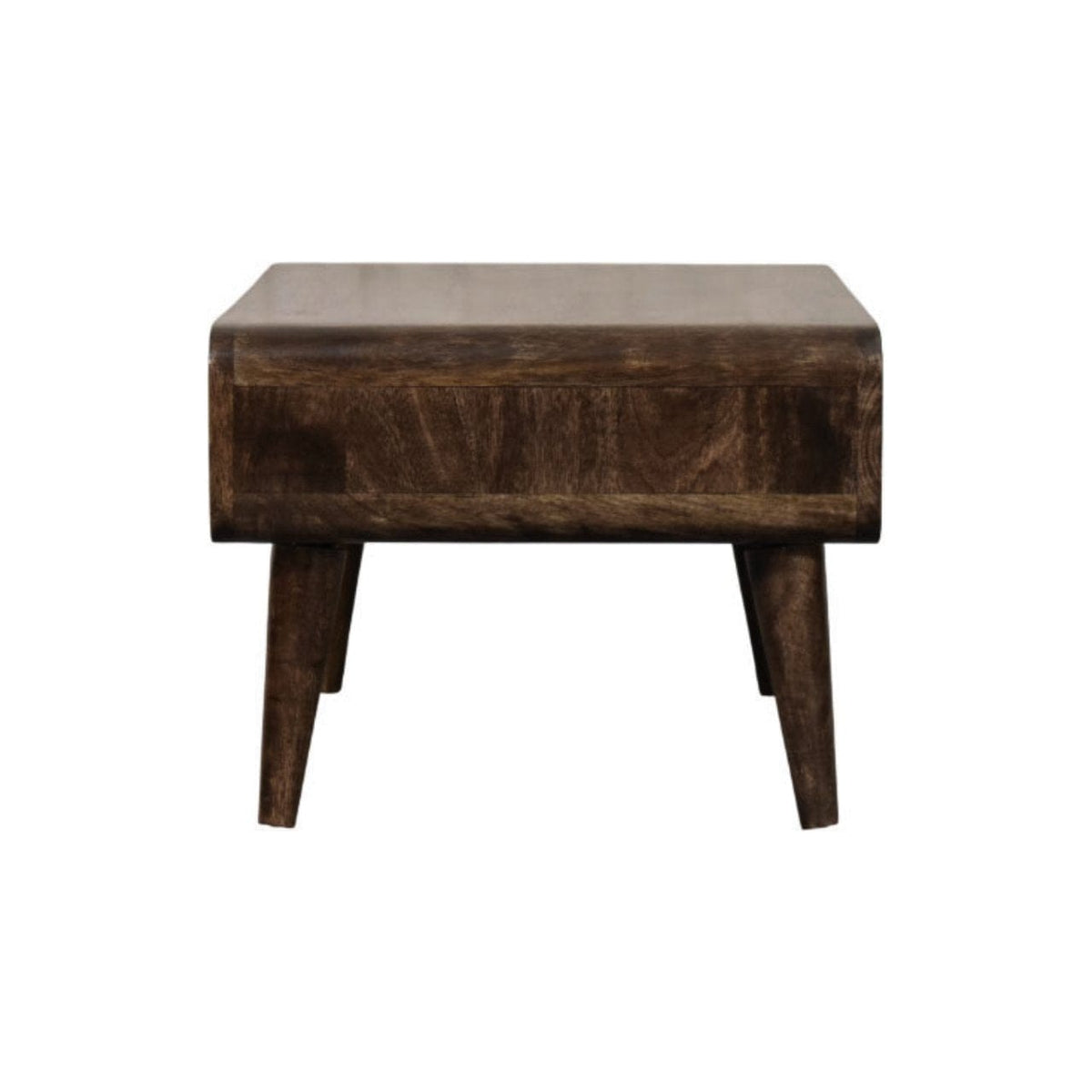Classic Grey Rounded Coffee Table in Solid Mango Wood - product view 6 showing handcrafted solid mango wood coffee table