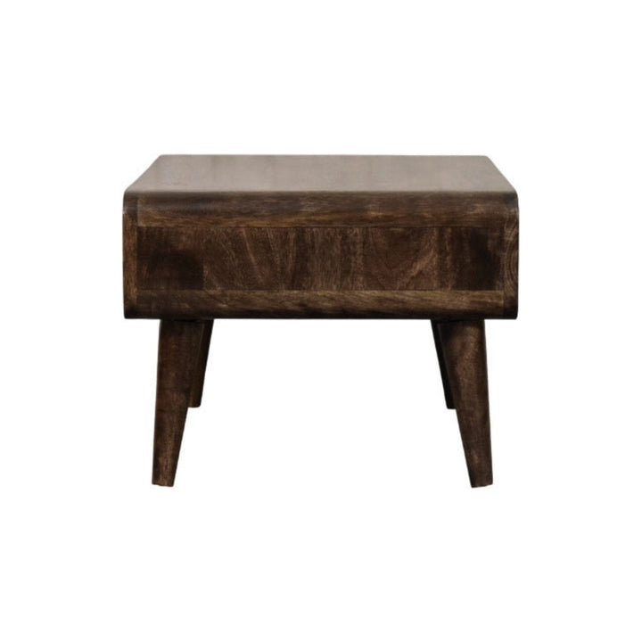 Classic Grey Rounded Coffee Table in Solid Mango Wood - product view 6 showing handcrafted solid mango wood coffee table