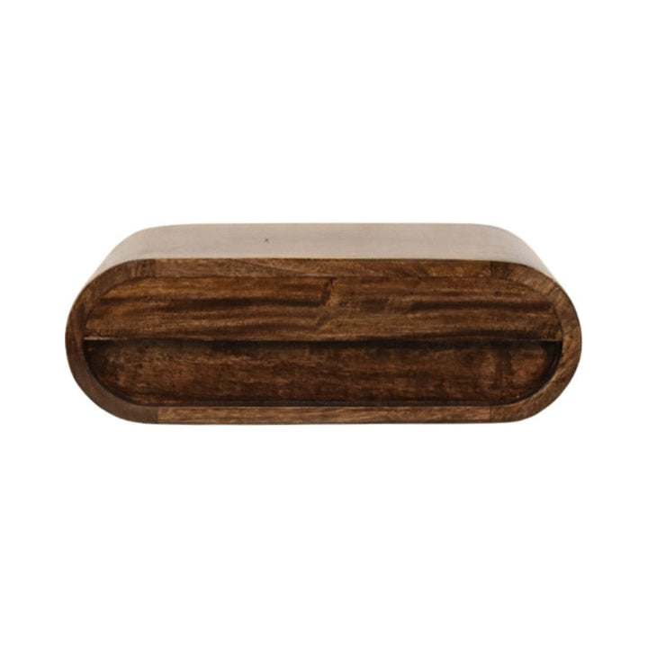 Classic Grey Rounded Wall-Mounted Bedside Table in Solid Mango Wood - product view 8 showing handcrafted solid mango wood...