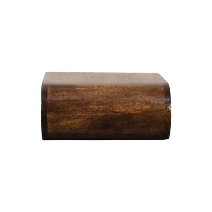 Classic Grey Rounded Wall-Mounted Bedside Table in Solid Mango Wood - product view 7 showing handcrafted solid mango wood...
