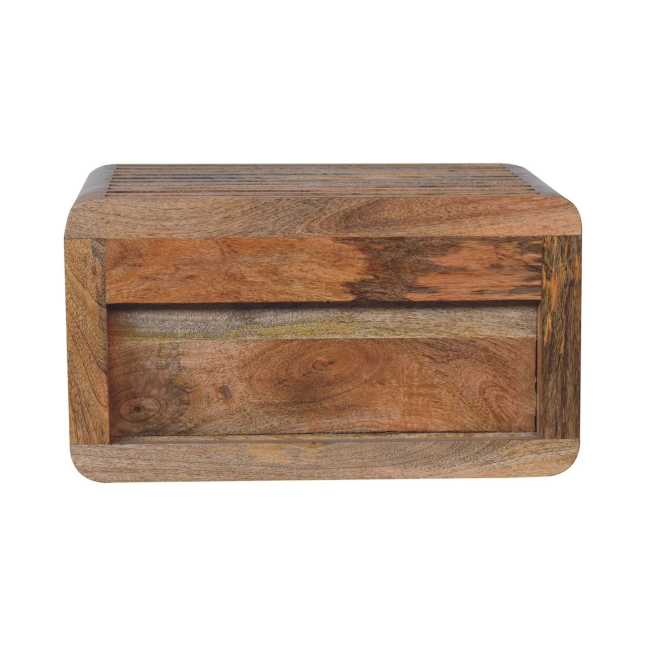 Rustic Floating Nightstand - Solid Mango Wood Bedside Table for Bedroom - product view 9 showing handcrafted solid mango...