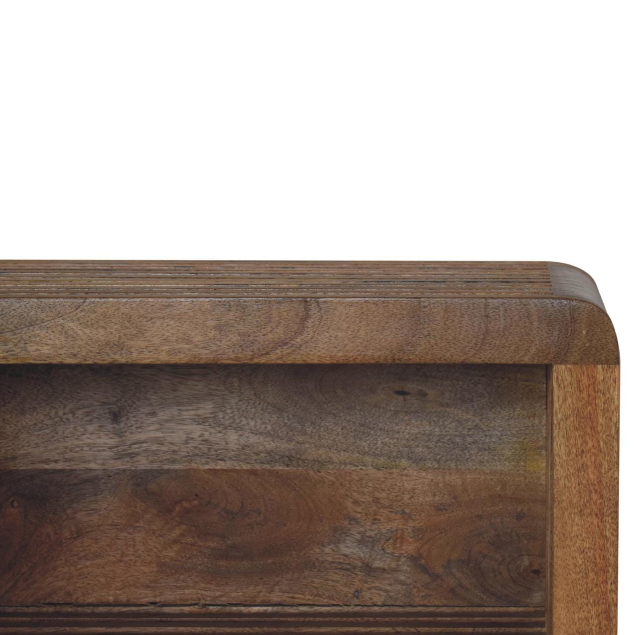 Rustic Floating Nightstand - Solid Mango Wood Bedside Table for Bedroom - product view 5 showing handcrafted solid mango...