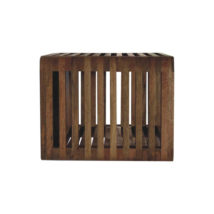 Rustic Floating Nightstand - Solid Mango Wood Bedside Table for Bedroom - product view 8 showing handcrafted solid mango...