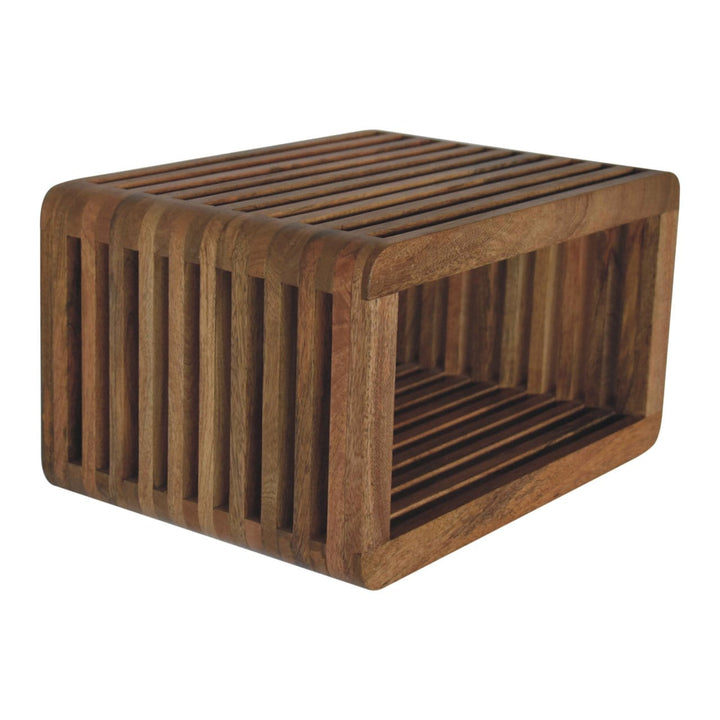 Rustic Floating Nightstand - Solid Mango Wood Bedside Table for Bedroom - product view 6 showing handcrafted solid mango...