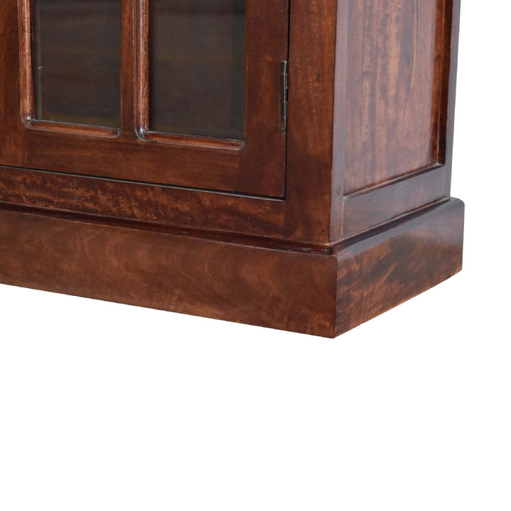 Rustic Lodge Tall Cherry Glazed Sideboard - Solid Mango Wood Buffet Cabinet for Dining Room - product view 7 showing...