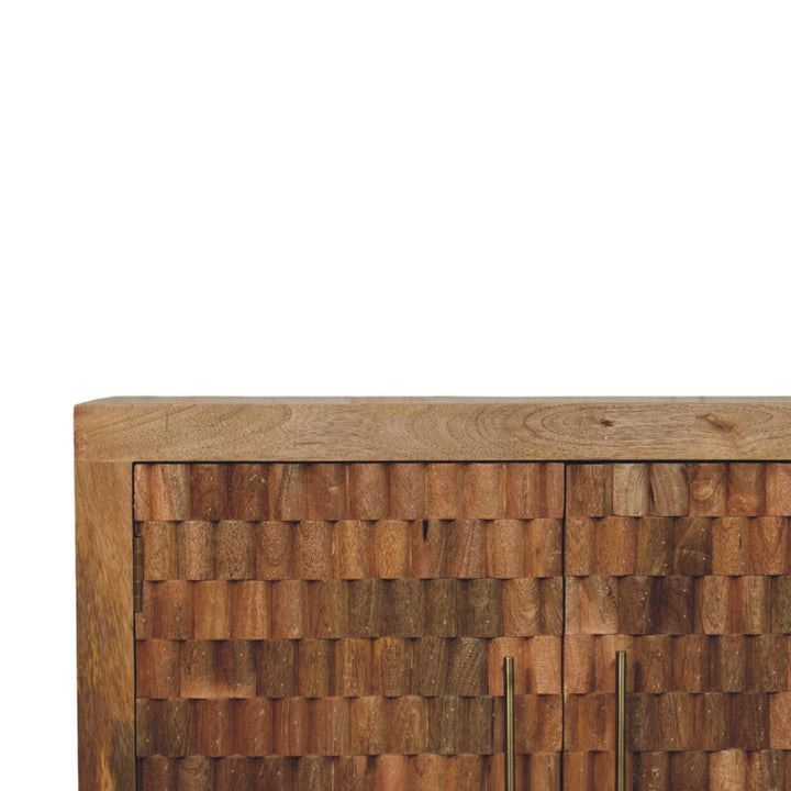 Rustic Lodge Marbella Sideboard - Solid Mango Wood Buffet Cabinet for Dining Room - product view 4 showing handcrafted...
