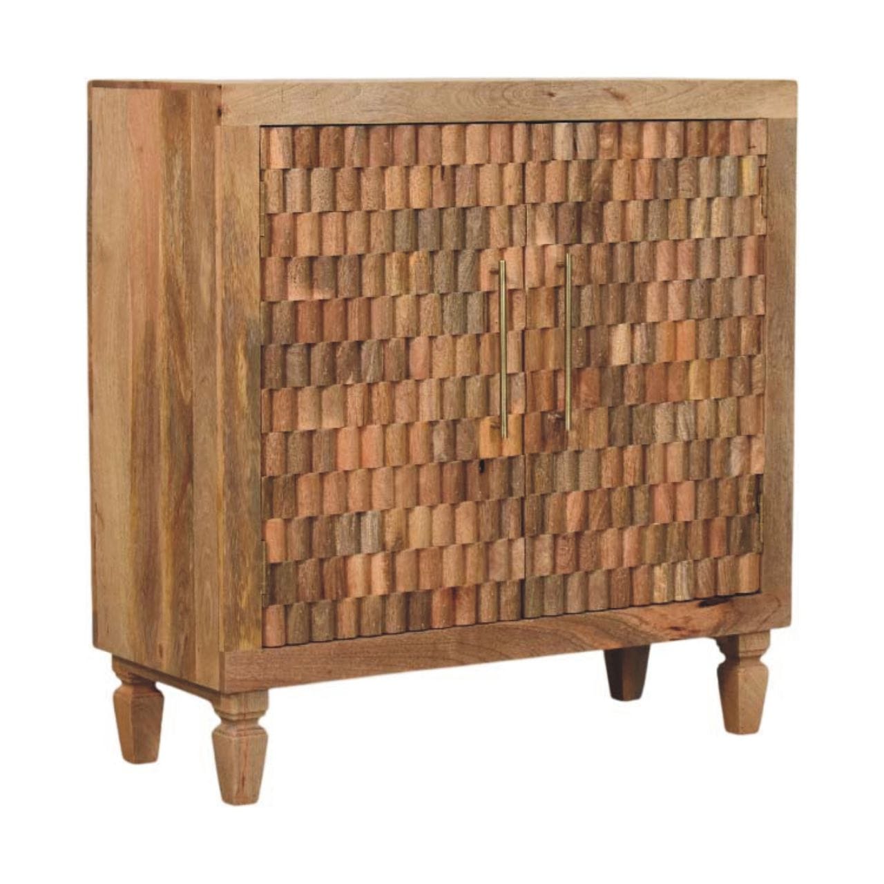 Rustic Lodge Marbella Sideboard - Solid Mango Wood Buffet Cabinet for Dining Room - product view 2 showing handcrafted...
