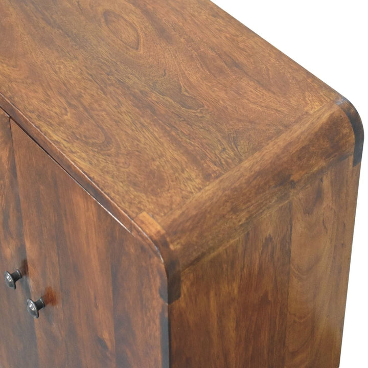 Rustic Lodge Mini Classic Chestnut Sideboard - Solid Mango Wood Buffet Cabinet for Dining Room - product view 6 showing...